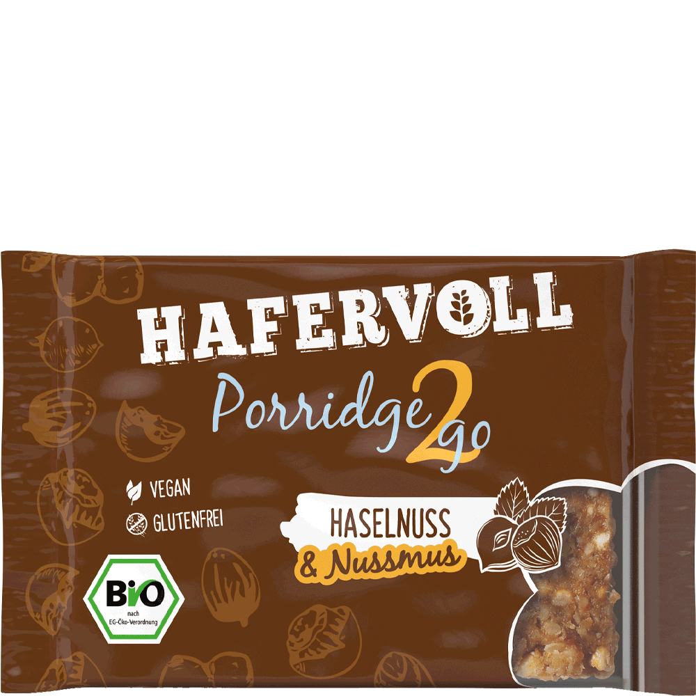 Bild: HAFERVOLL Bio Porridge2go Haselnuss