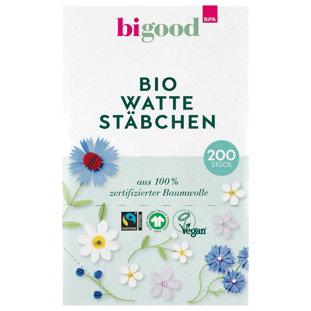 Bild: bi good Natürliche Bio-Wattestäbchen