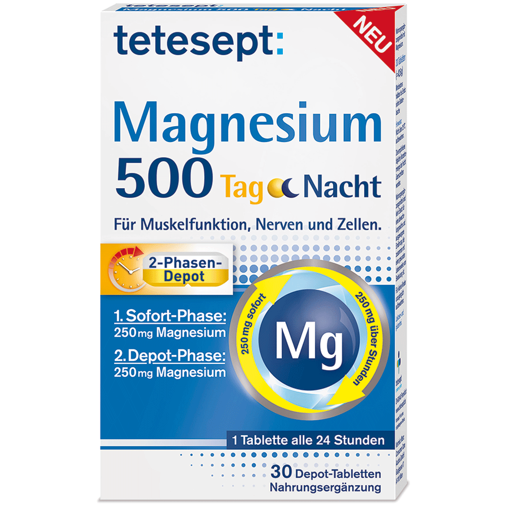 Bild: tetesept: Magnesium 500 Tag Nacht Depot-Tabletten