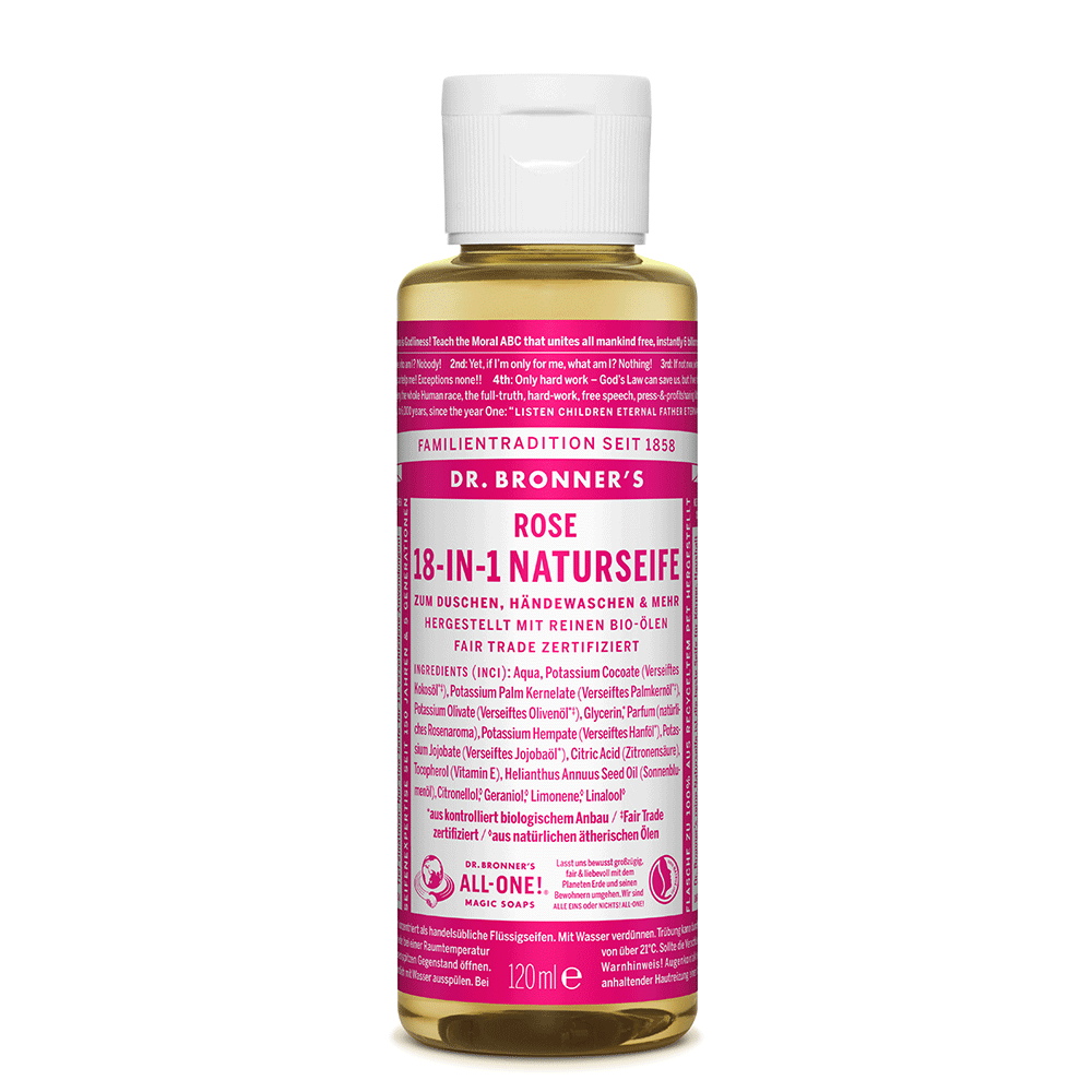 Bild: Dr. Bronner's 18-in-1 Naturseife Rose