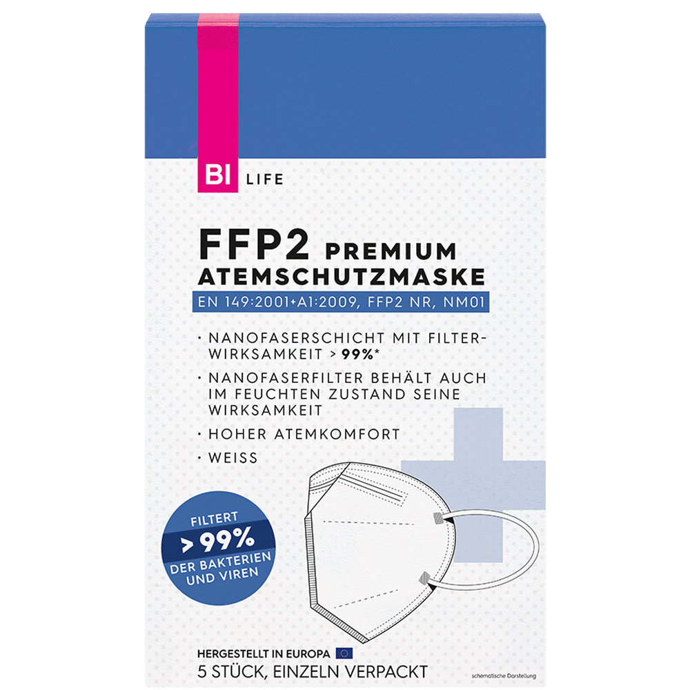 Bild: BI LIFE FFP2 Masken weiss, 5er Pack