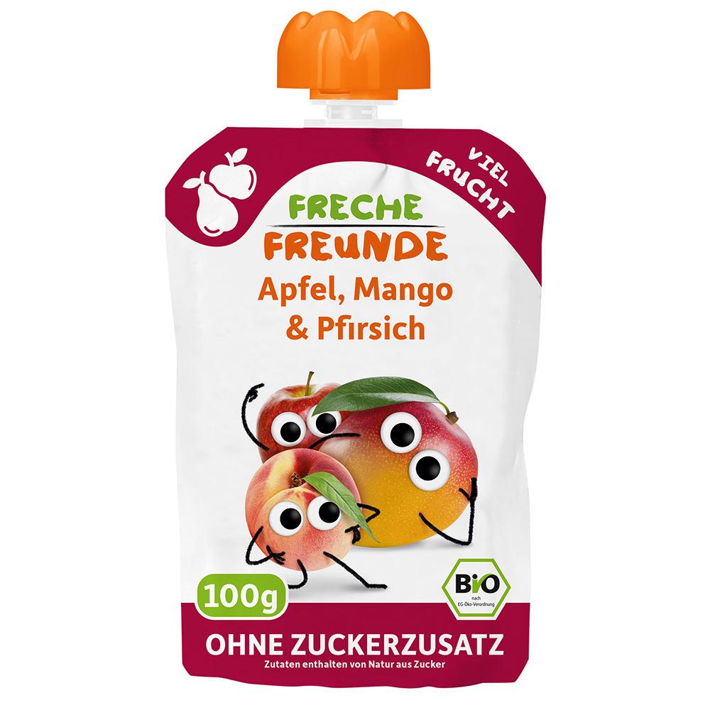 Bild: Freche Freunde Quetschie Apfel, Mango und Pfirsich