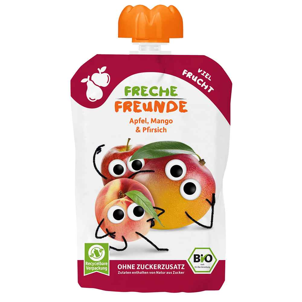 Bild: Freche Freunde Quetschie Apfel, Mango und Pfirsich