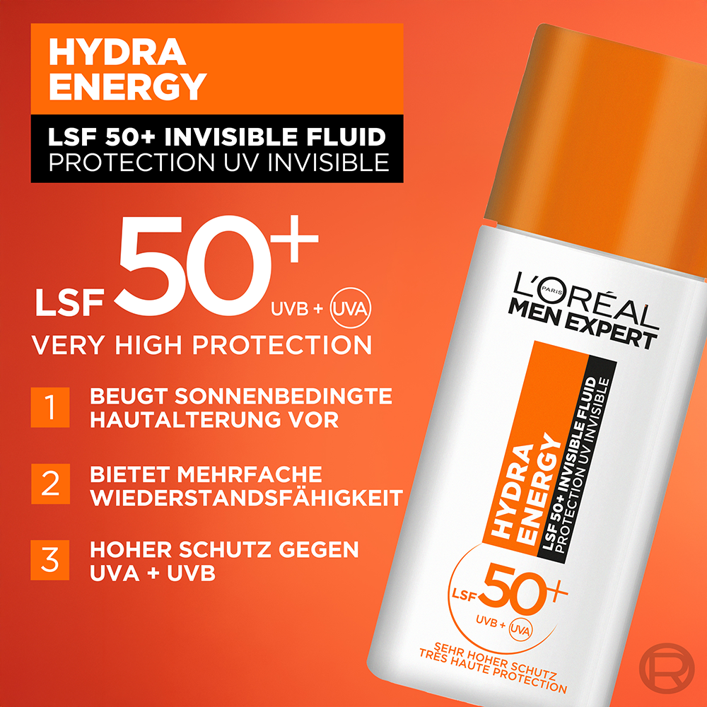 Bild: L'ORÉAL PARIS MEN EXPERT Tägliches LSF 50+ Invisible Fluid