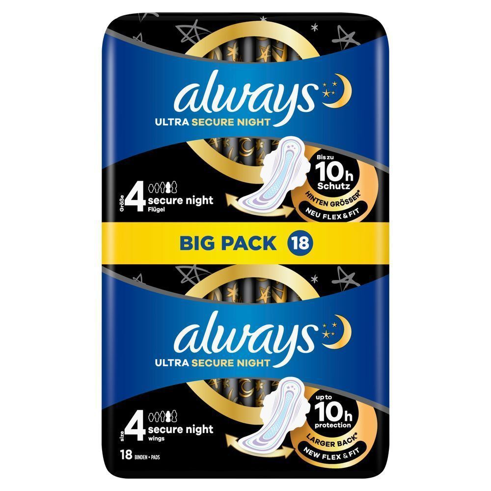 Bild: always Ultra Damenbinden Secure Night Mit Flügeln