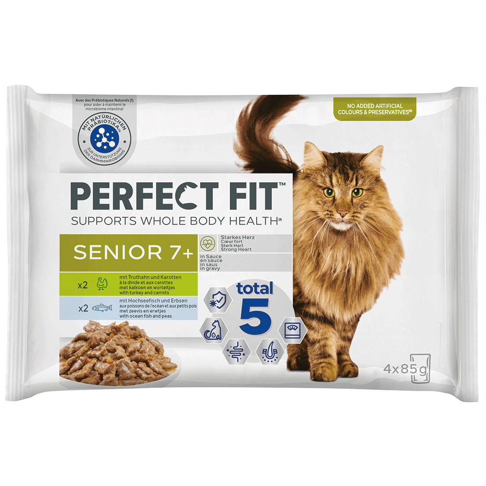 Bild: PERFECT FIT Senior 7+ Truthahn und Karotten, Hochseefisch und Erbsen