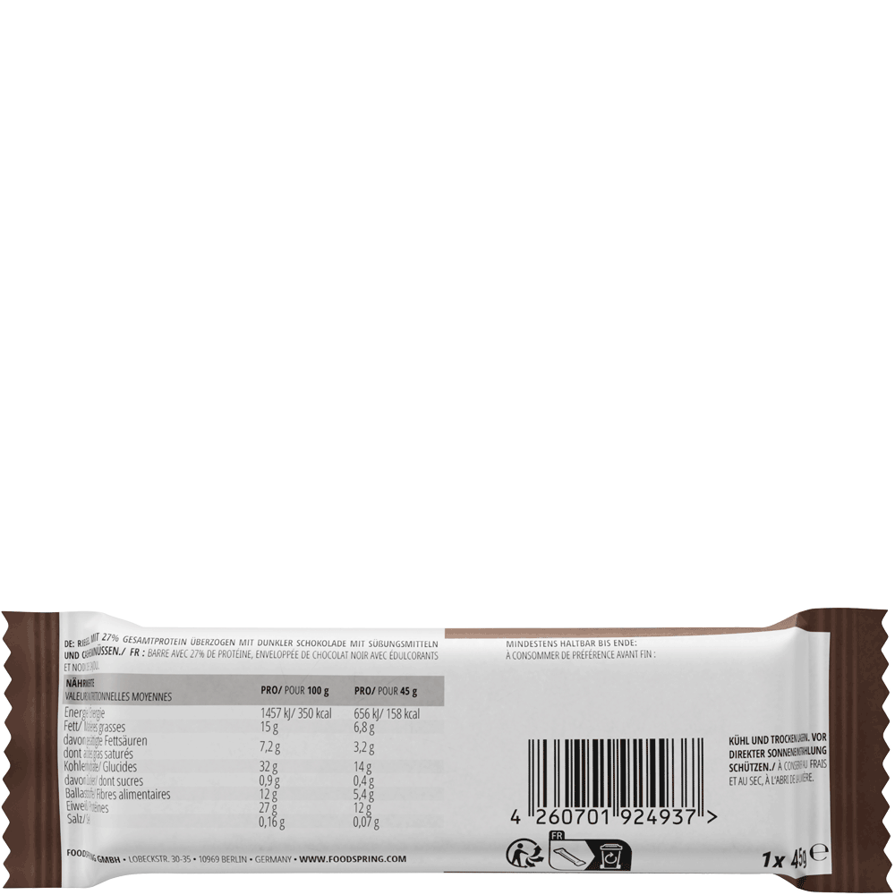 Bild: foodspring Portein Bar Extra Chocolate Double Choc Cashew