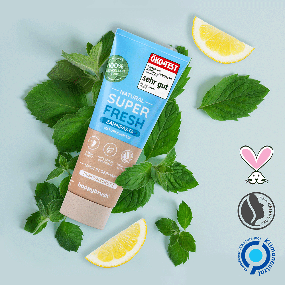 Bild: happybrush Zahnpasta Natural Super Fresh Rundumschutz