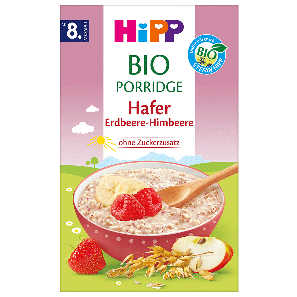 Bild: HiPP Bio Porridge Hafer Erdbeere Himbeere