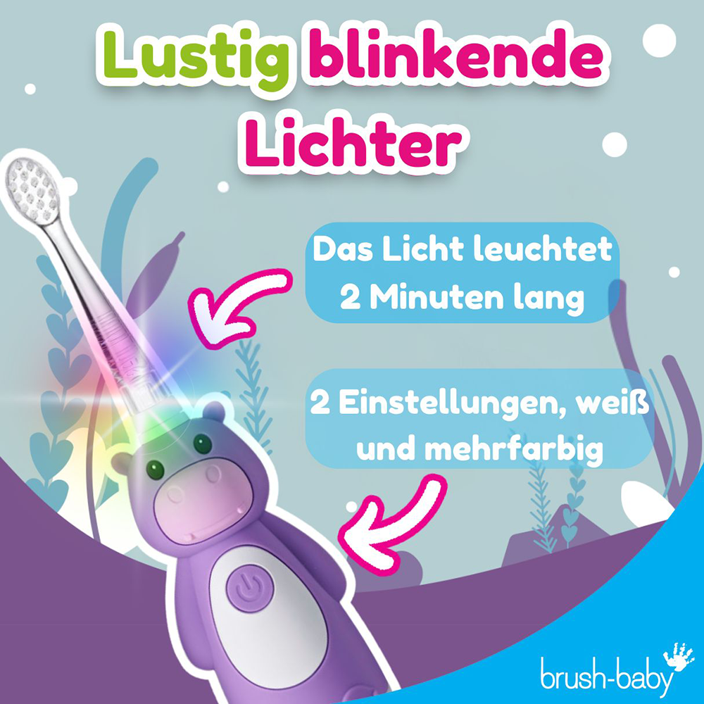Bild: brush-baby Wild Ones Wiederaufladbare Elektrische Zahnbürste Holly Hippo