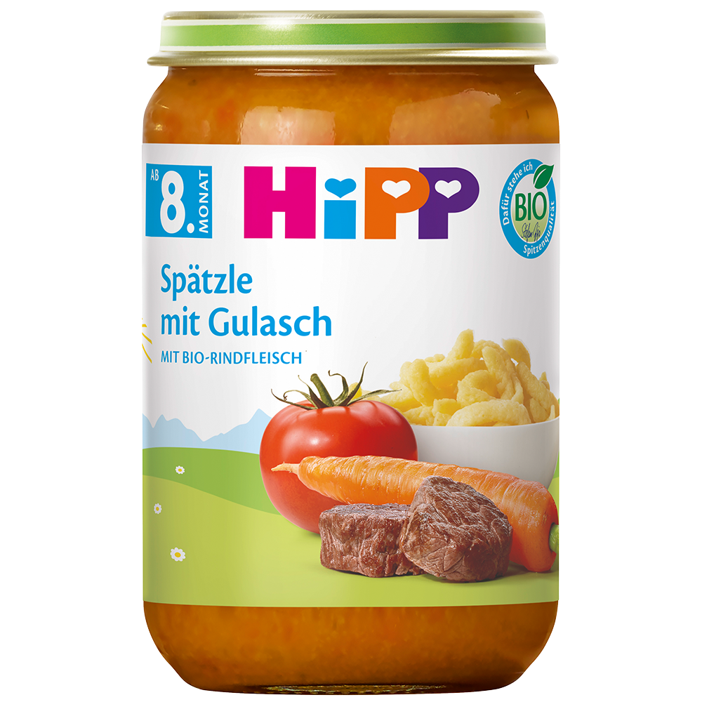 Bild: HiPP Spätzle mit Gulasch mit BIo-Rindfleisch