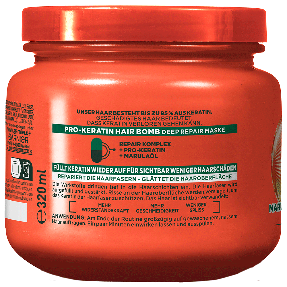 Bild: GARNIER FRUCTIS Schadenlöscher Pro-Keratin Hair Bomb Maske