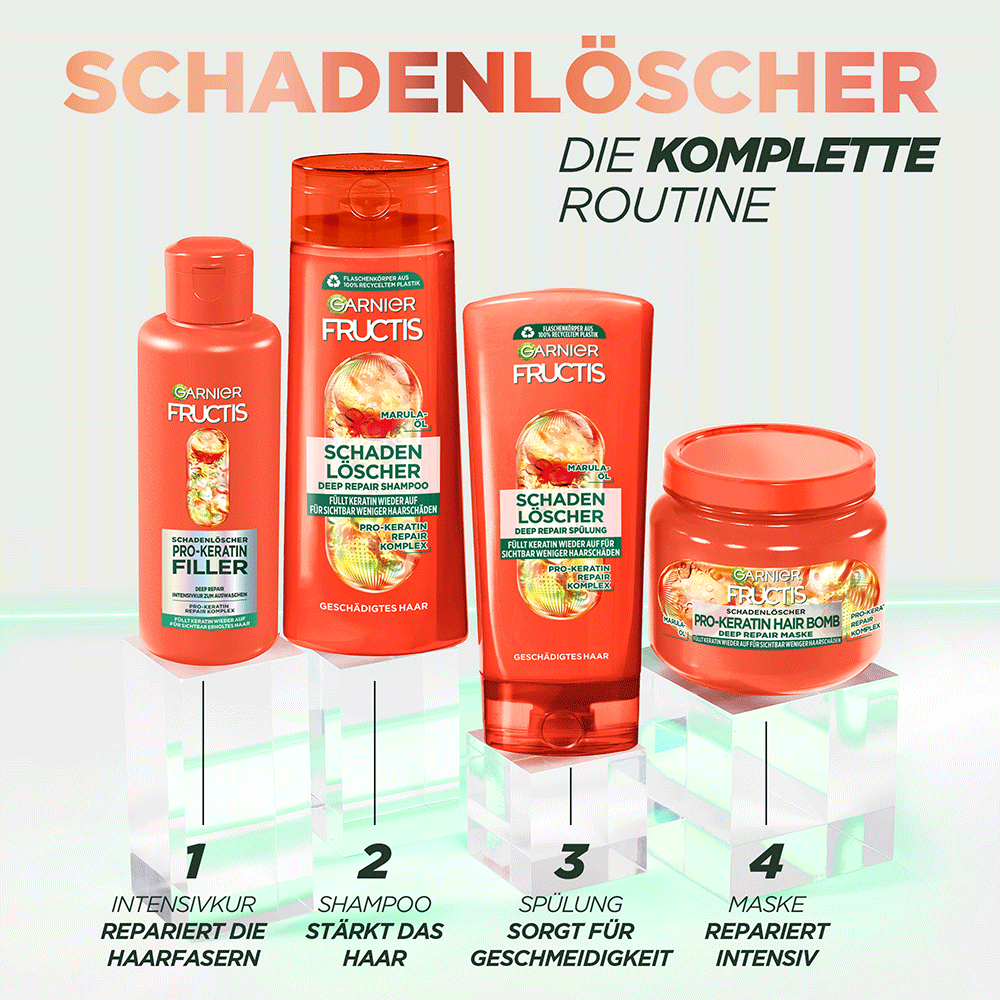 Bild: GARNIER FRUCTIS Schadenlöscher Pro-Keratin Hair Bomb Maske