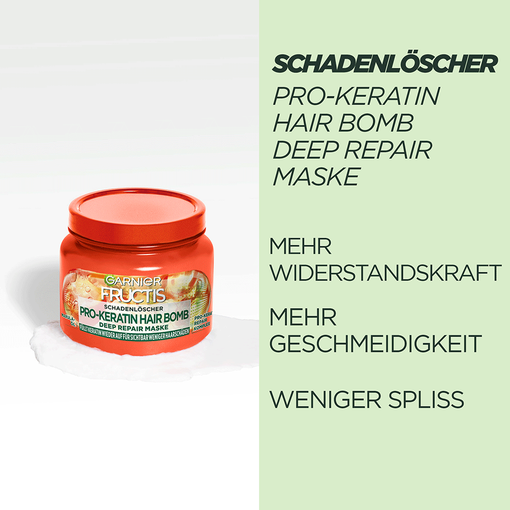 Bild: GARNIER FRUCTIS Schadenlöscher Pro-Keratin Hair Bomb Maske