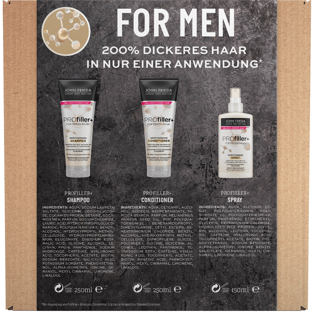 Bild: JOHN FRIEDA Geschenkset Men Shampoo + Spülung + Spray