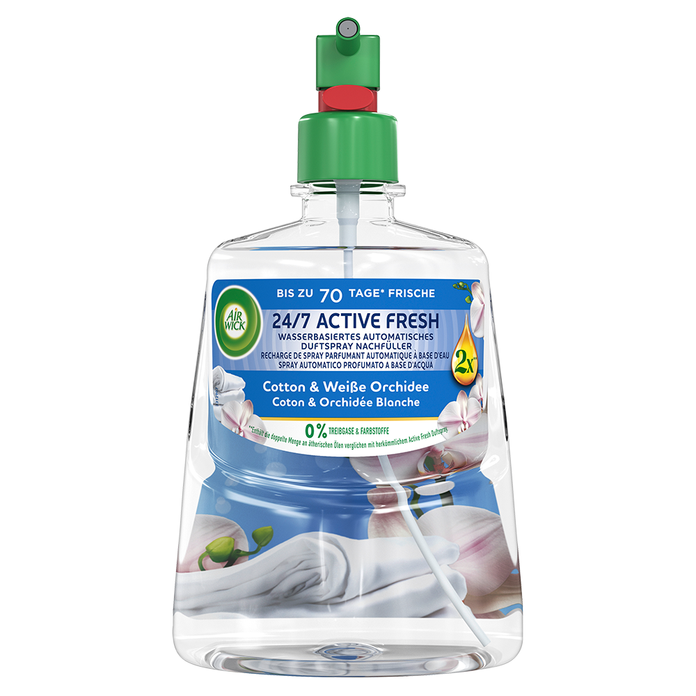 Bild: AIRWICK Active Fresh Automatisches Duftspray Nachfüllung Cotton und weiße Orchidee