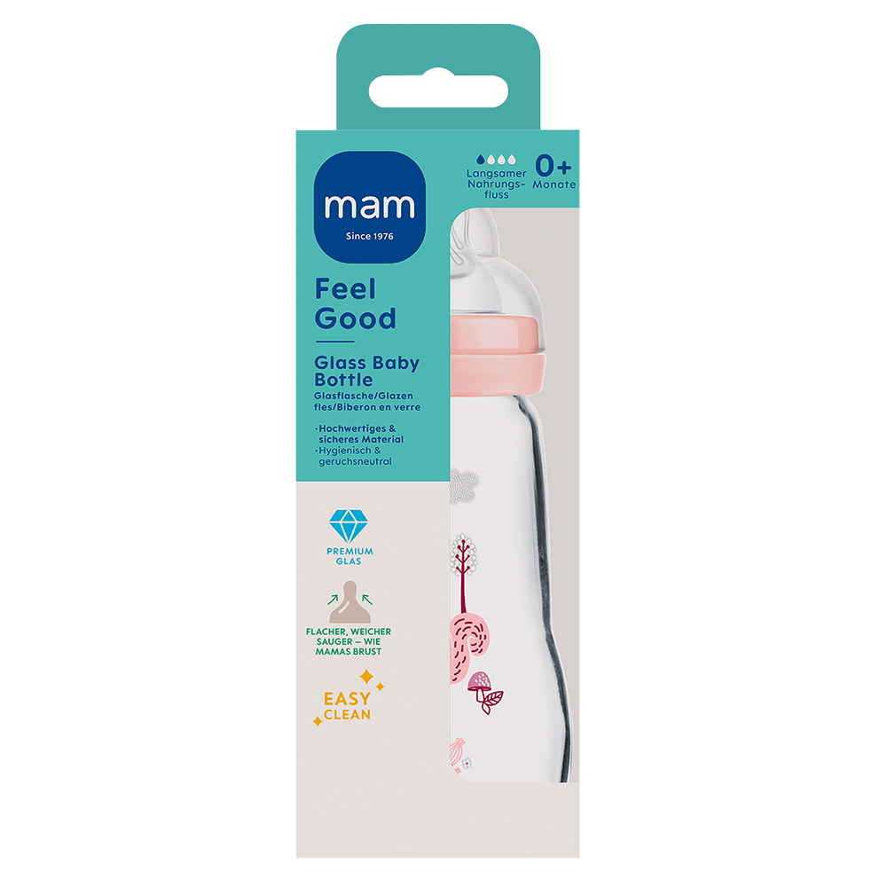 Bild: MAM Fell Good Glass Baby Bottle 0+ Monate