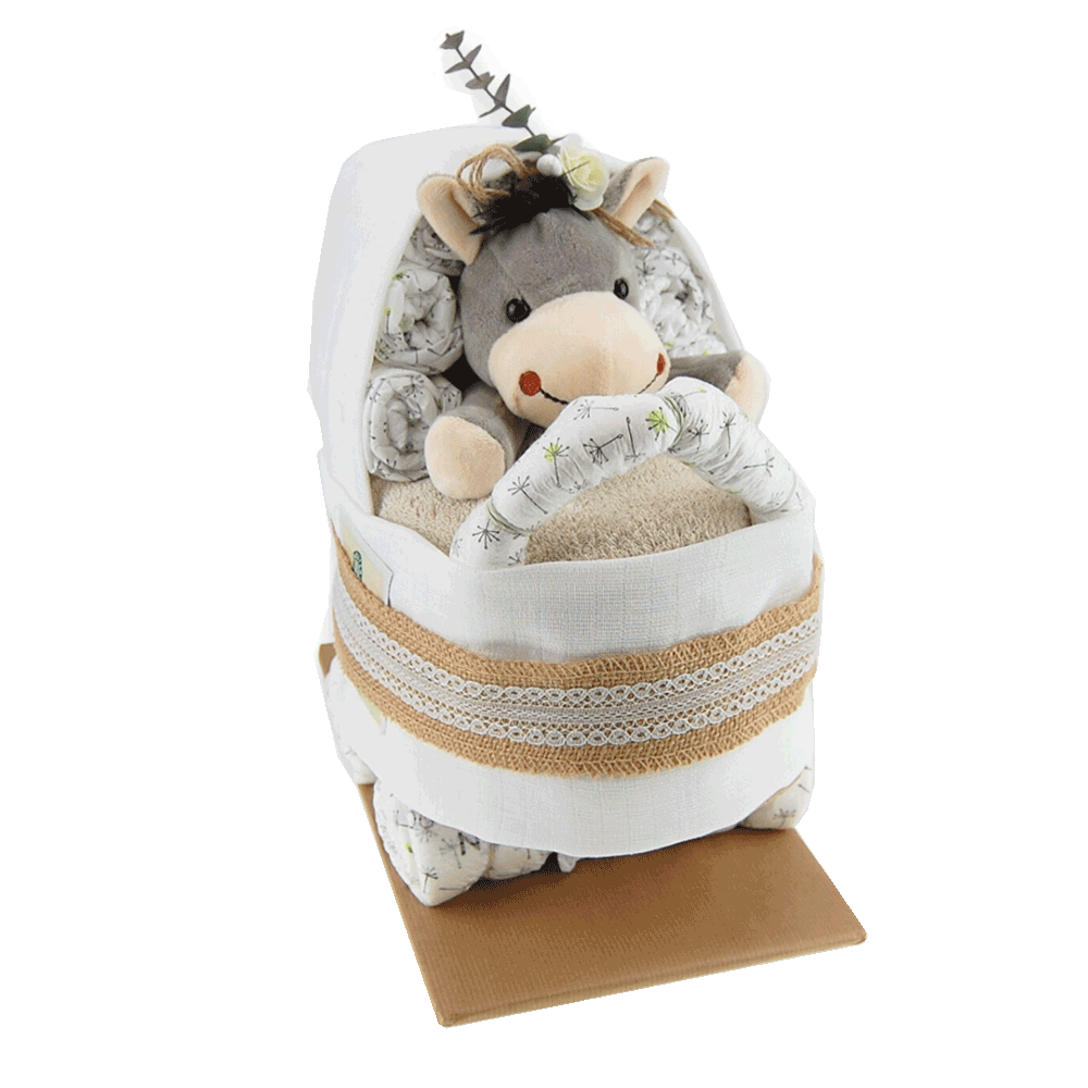 Bild: Windeltorte Windelkinderwagen Vintage Boho