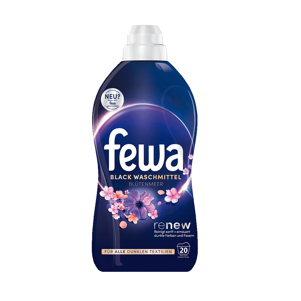 Bild: Fewa Flüssigwaschmittel Schwarz Blütenmeer