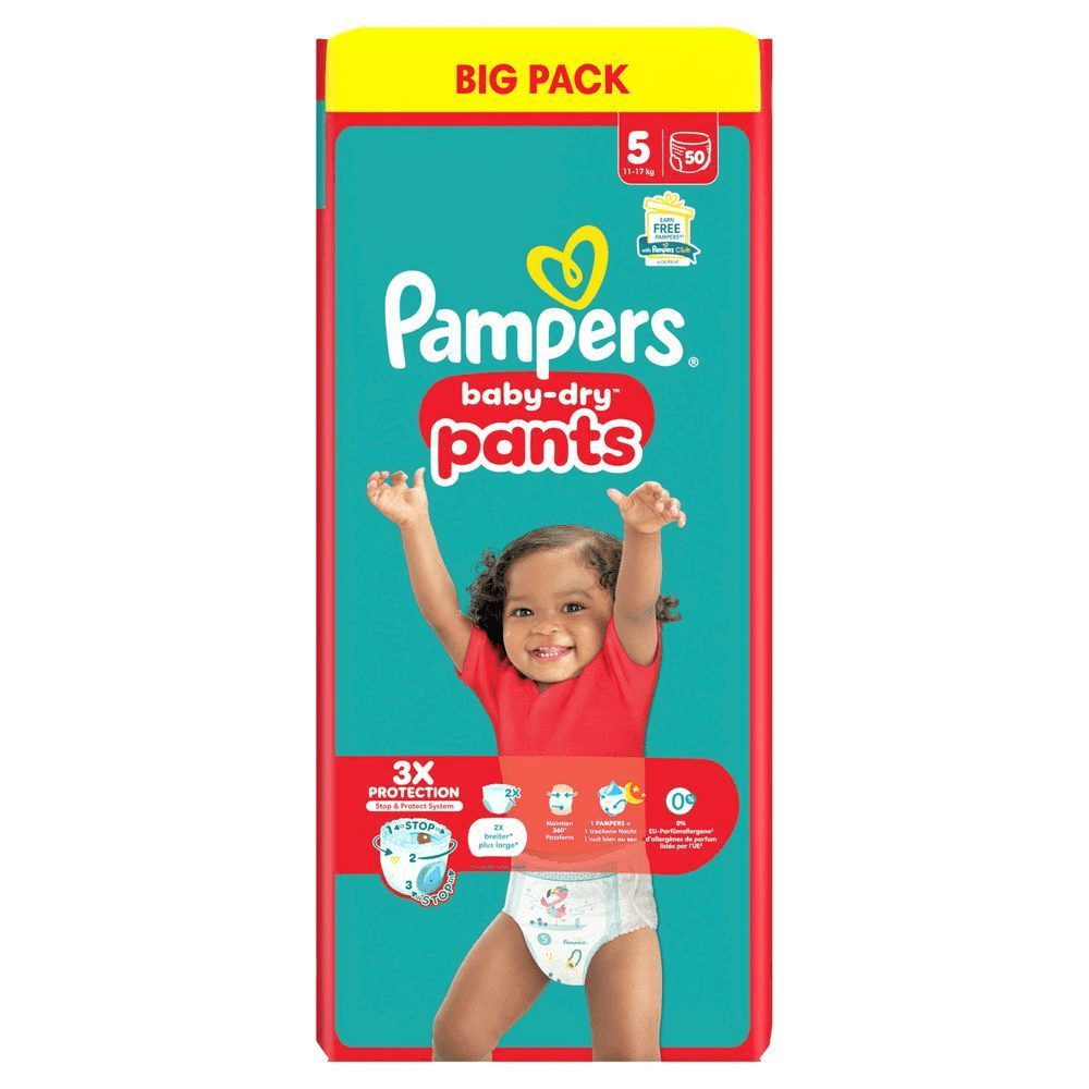 Bild: Pampers Baby-Dry Windelhosen Größe 5, 11kg-17kg, Big Pack