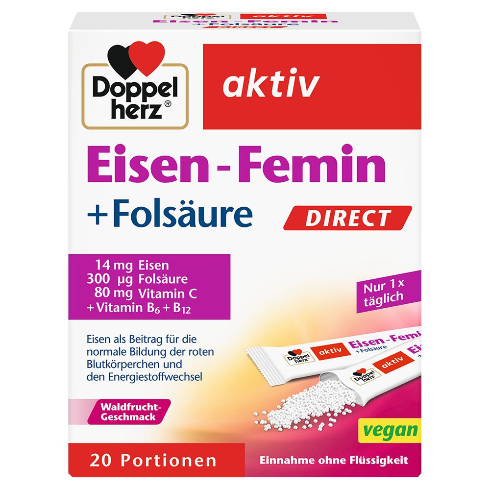 Bild: DOPPELHERZ Eisen-Femin + Folsäure Direct