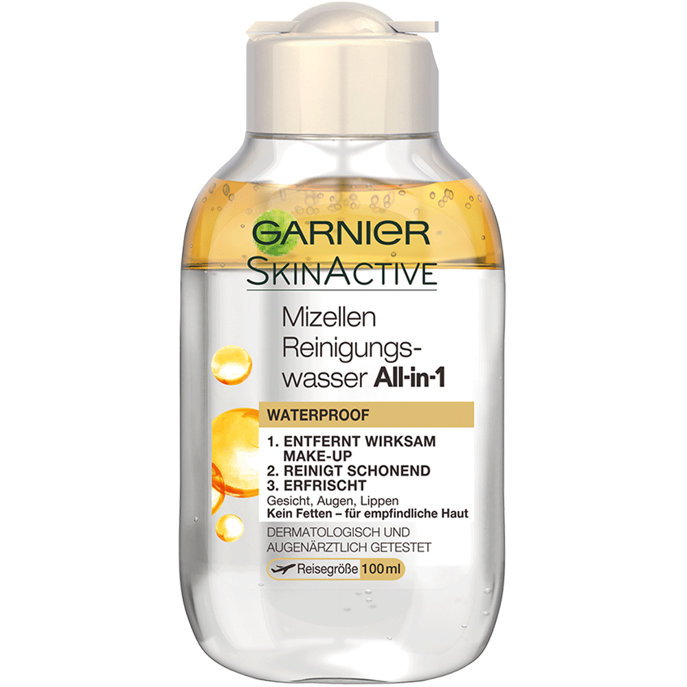 Bild: GARNIER SKIN ACTIVE Mizellen Reinigungswasser All-in-1 waterproof Mini