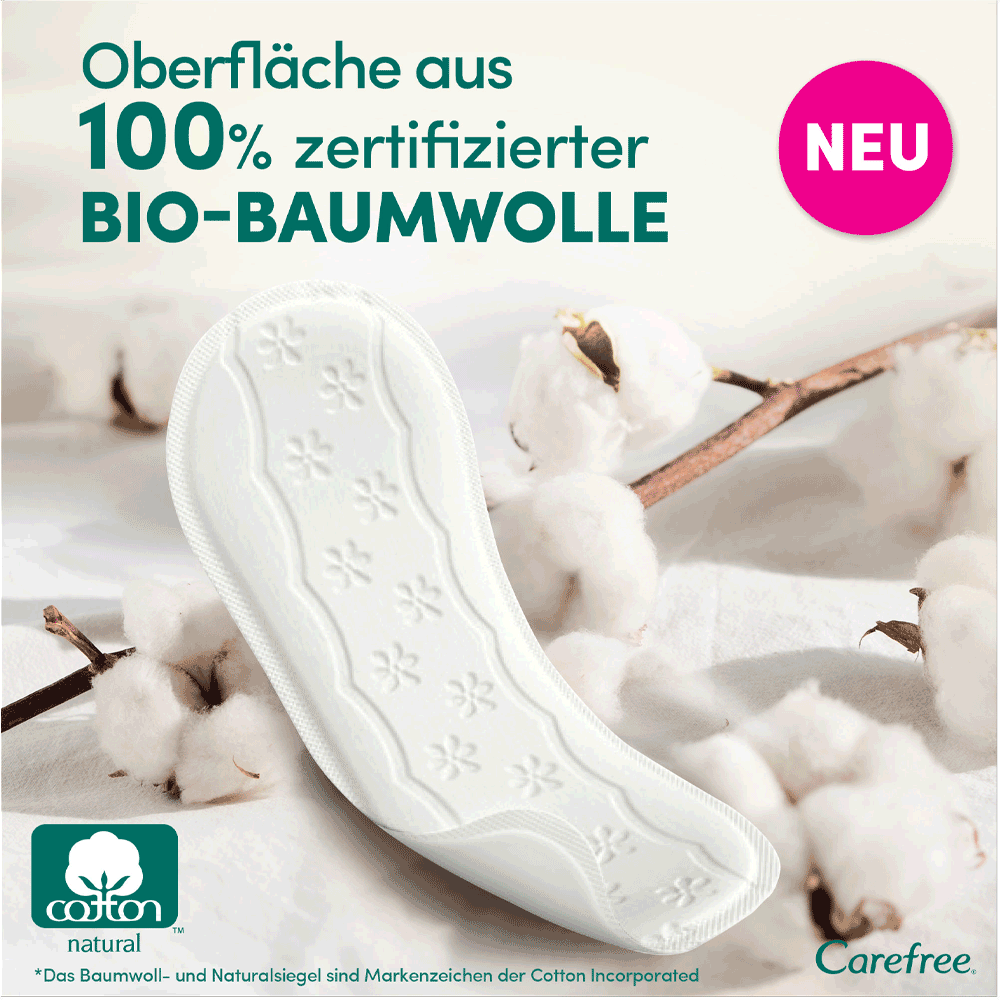 Bild: Carefree Organic Cotton Topsheet Slipeinlagen Normal
