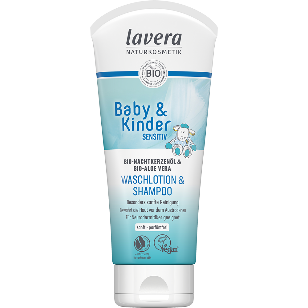 Bild: lavera Baby und Kinder Sensitiv Waschlotion und Shampoo