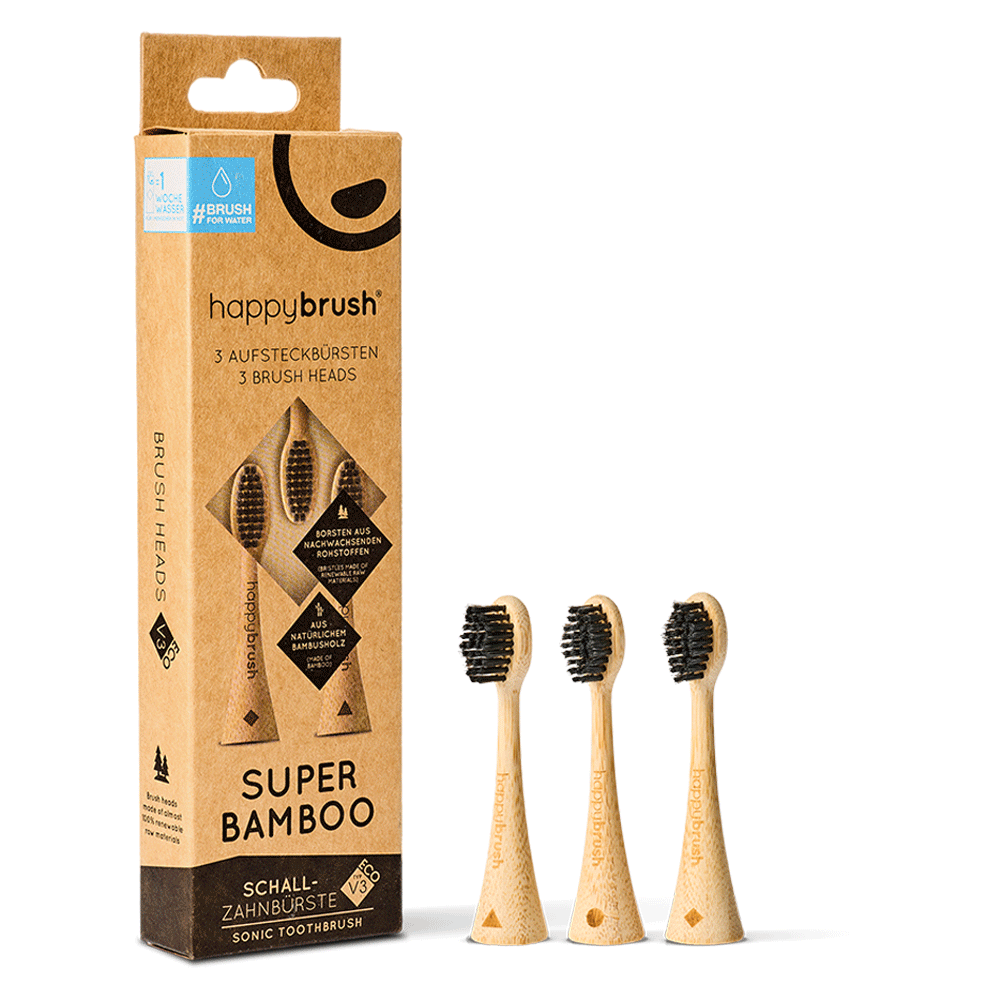 Bild: happybrush Aufsteckbürsten Super Bamboo