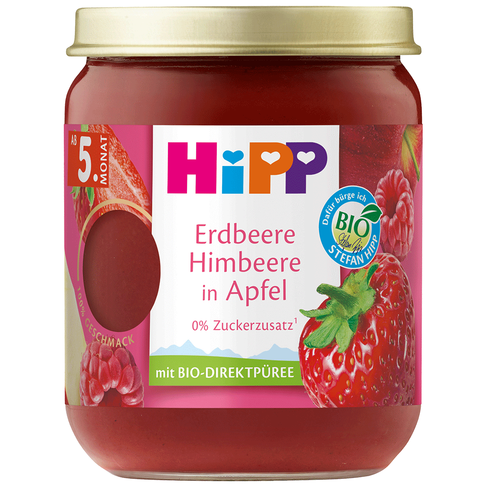 Bild: HiPP Erdbeere Himbeere in Apfel