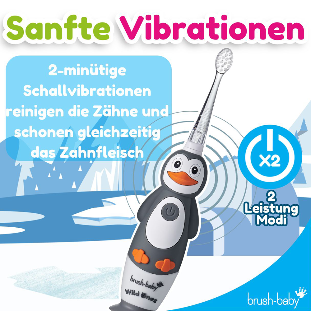 Bild: brush-baby Wild Ones Wiederaufladbare Elektrische Zahnbürste Percy Pinguin