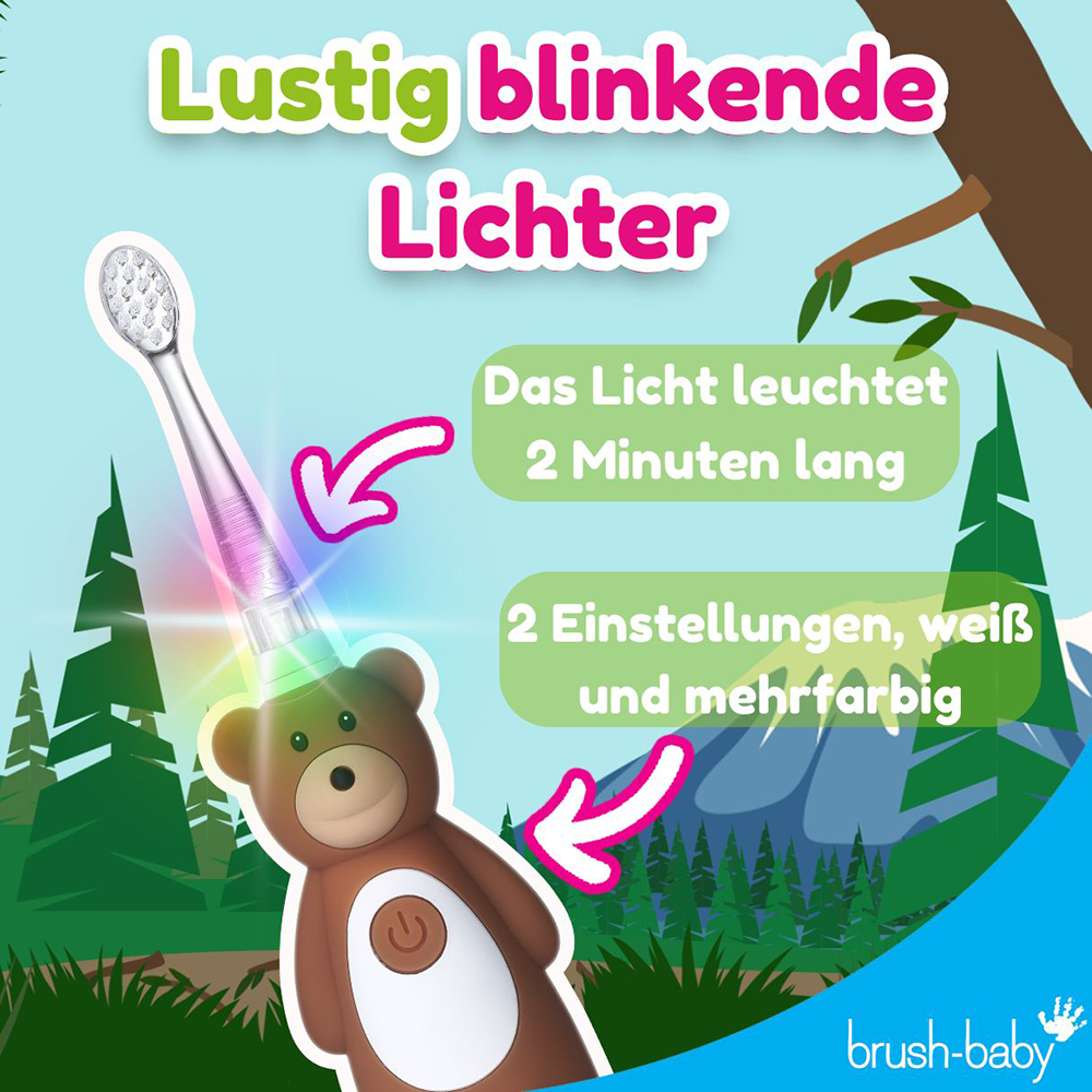 Bild: brush-baby Wild Ones Wiederaufladbare Elektrische Zahnbürste Bernie Bear