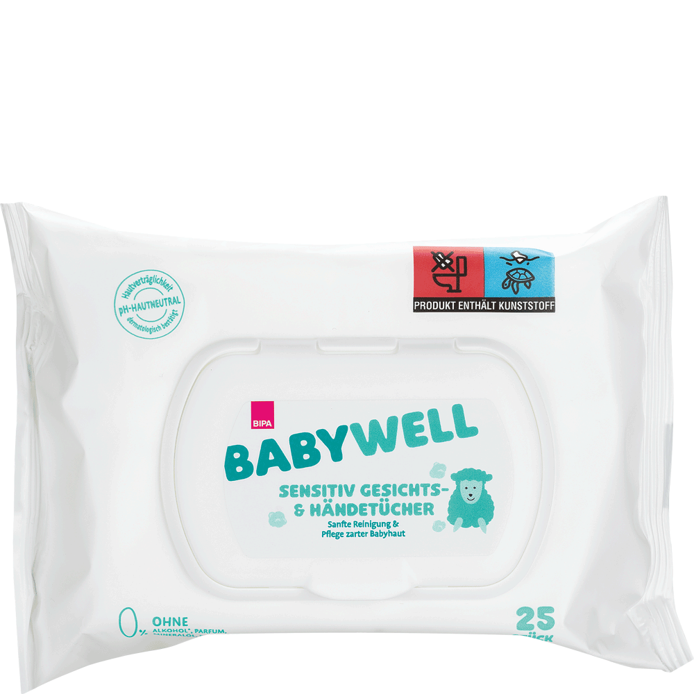 Bild: BABYWELL Feuchte Gesichts- & Händetücher Sensitiv
