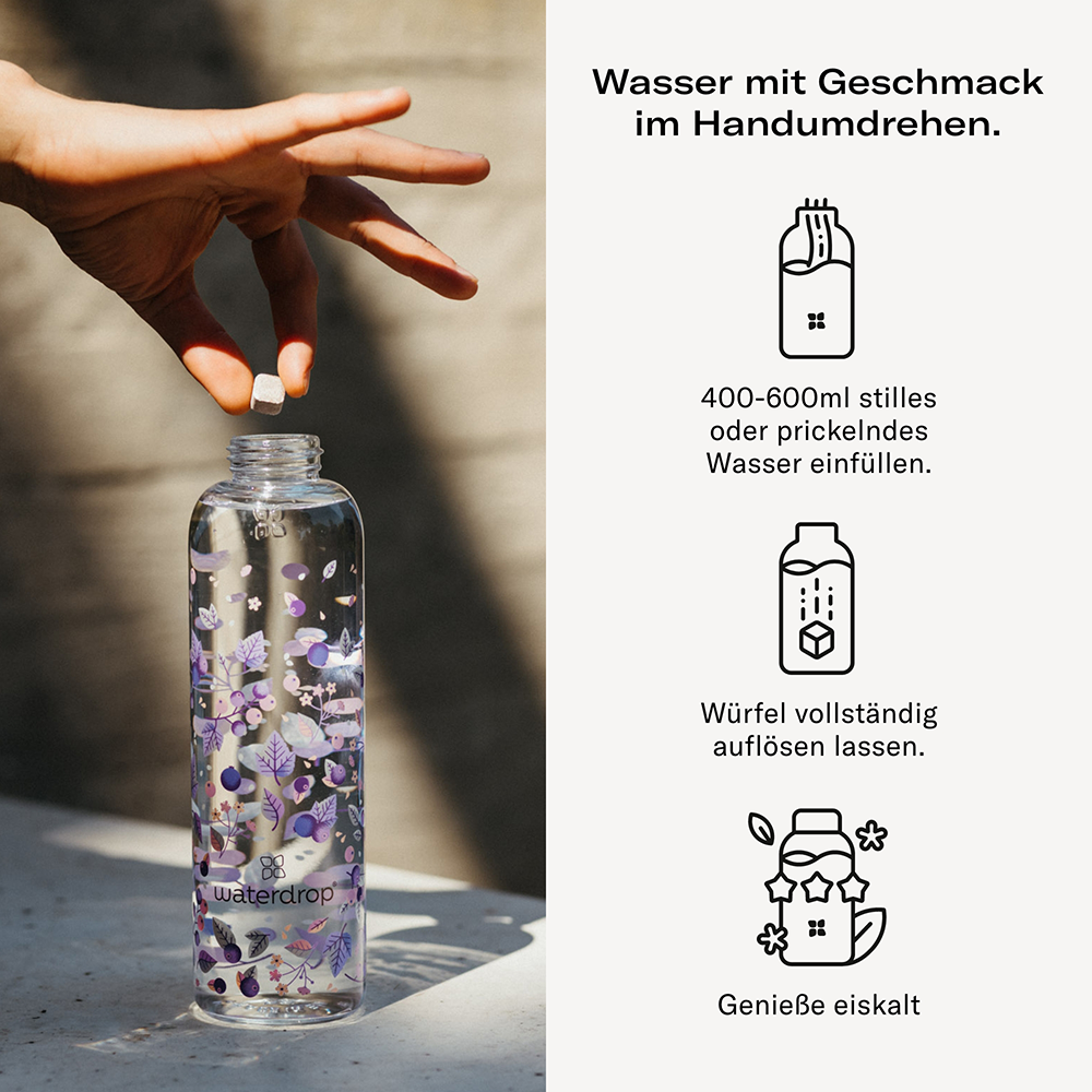 Bild: waterdrop Microdrink Getränkewürfel mit Vitaminen Schwarze Johannisbeere und Holunderbeere