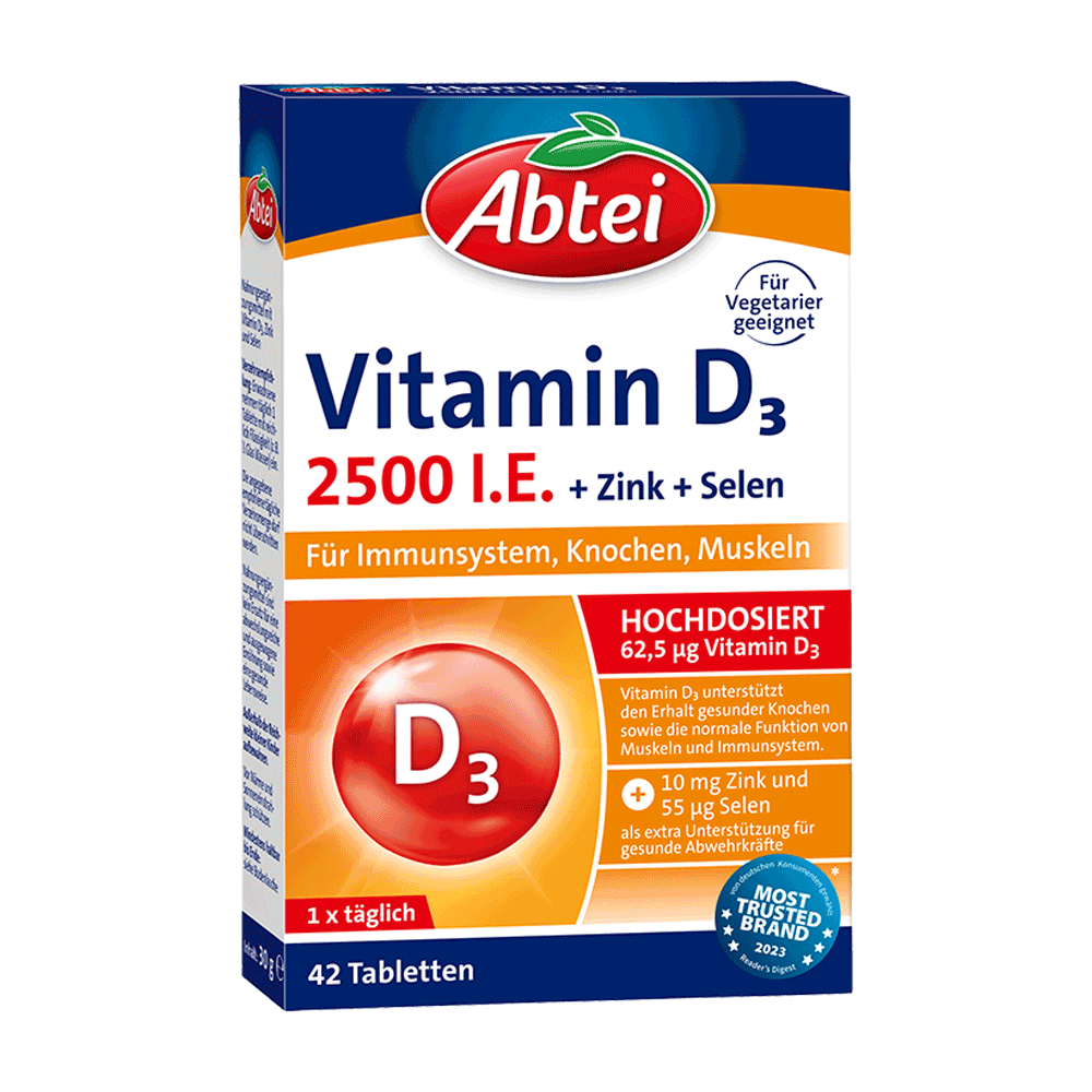 Bild: Abtei Vitamin D3 2500 I.E. + Zink + Selen