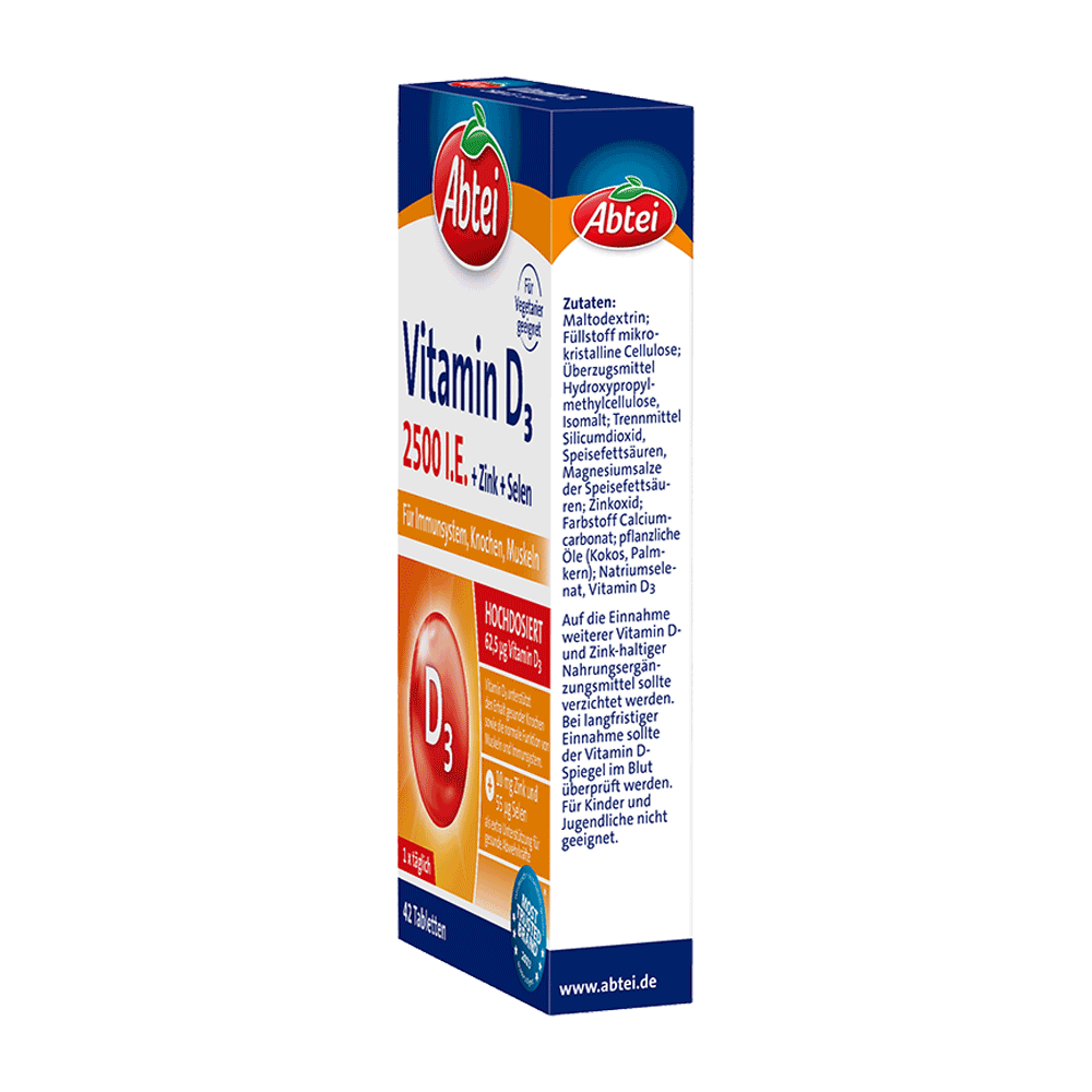 Bild: Abtei Vitamin D3 2500 I.E. + Zink + Selen