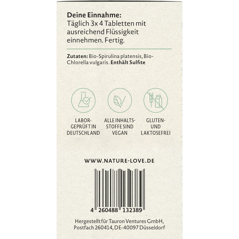 Bild: NATURE LOVE Bio Spirulina & Chlorella