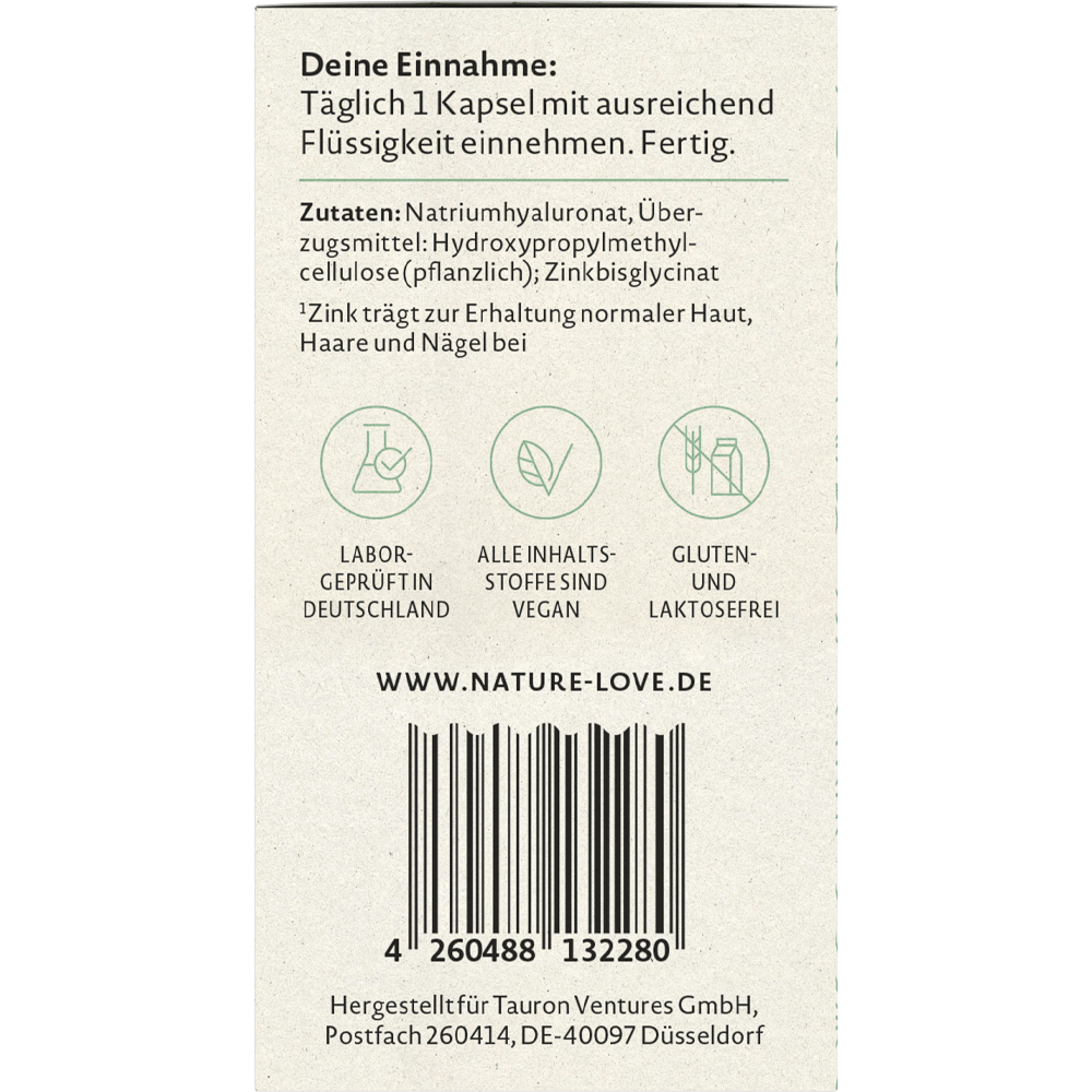Bild: NATURE LOVE Hyaluron mit Zink