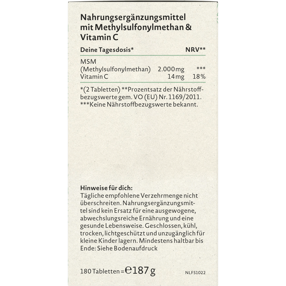 Bild: NATURE LOVE MSM mit Vitamin C