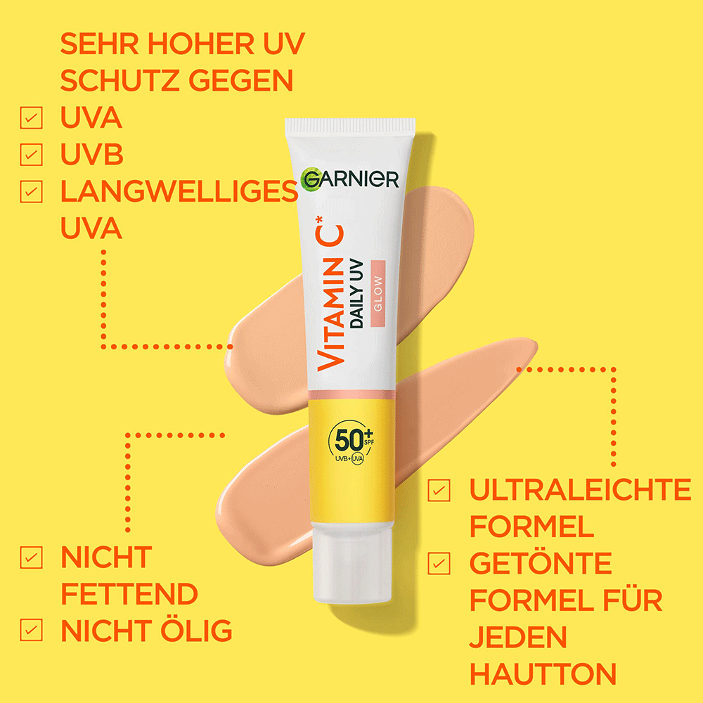 Bild: GARNIER SKIN ACTIVE Vitamin C UV Fluid Glow LSF 50+