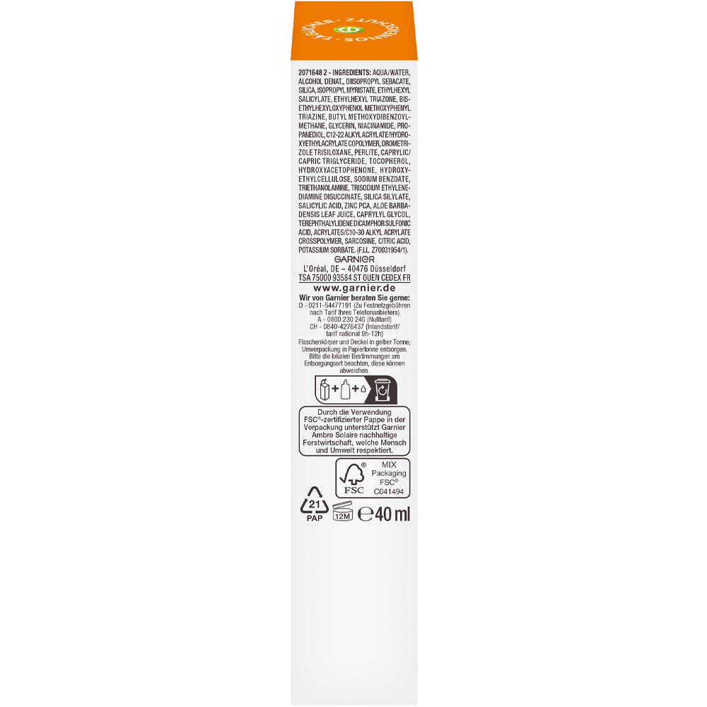 Bild: GARNIER AMBRE SOLAIRE Sonnenschutzfluid Niacinamid LSF50+