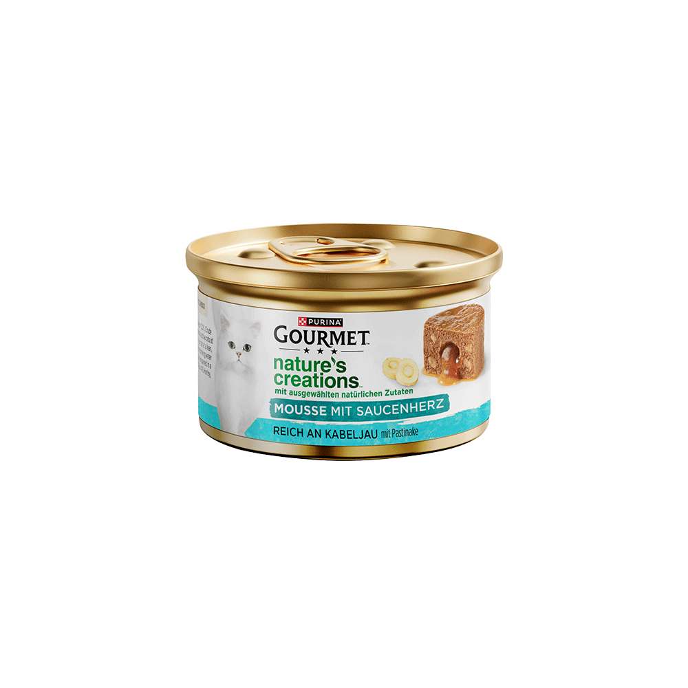Bild: GOURMET Nature's Creations Mousse mit Saucenherz mit Kabeljau und Pastinake