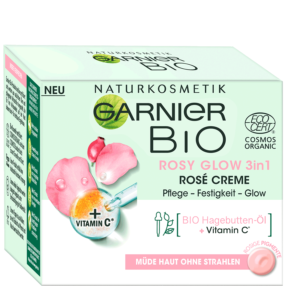 Bild: GARNIER BIO Rosy Glow 3in1 Rose Creme