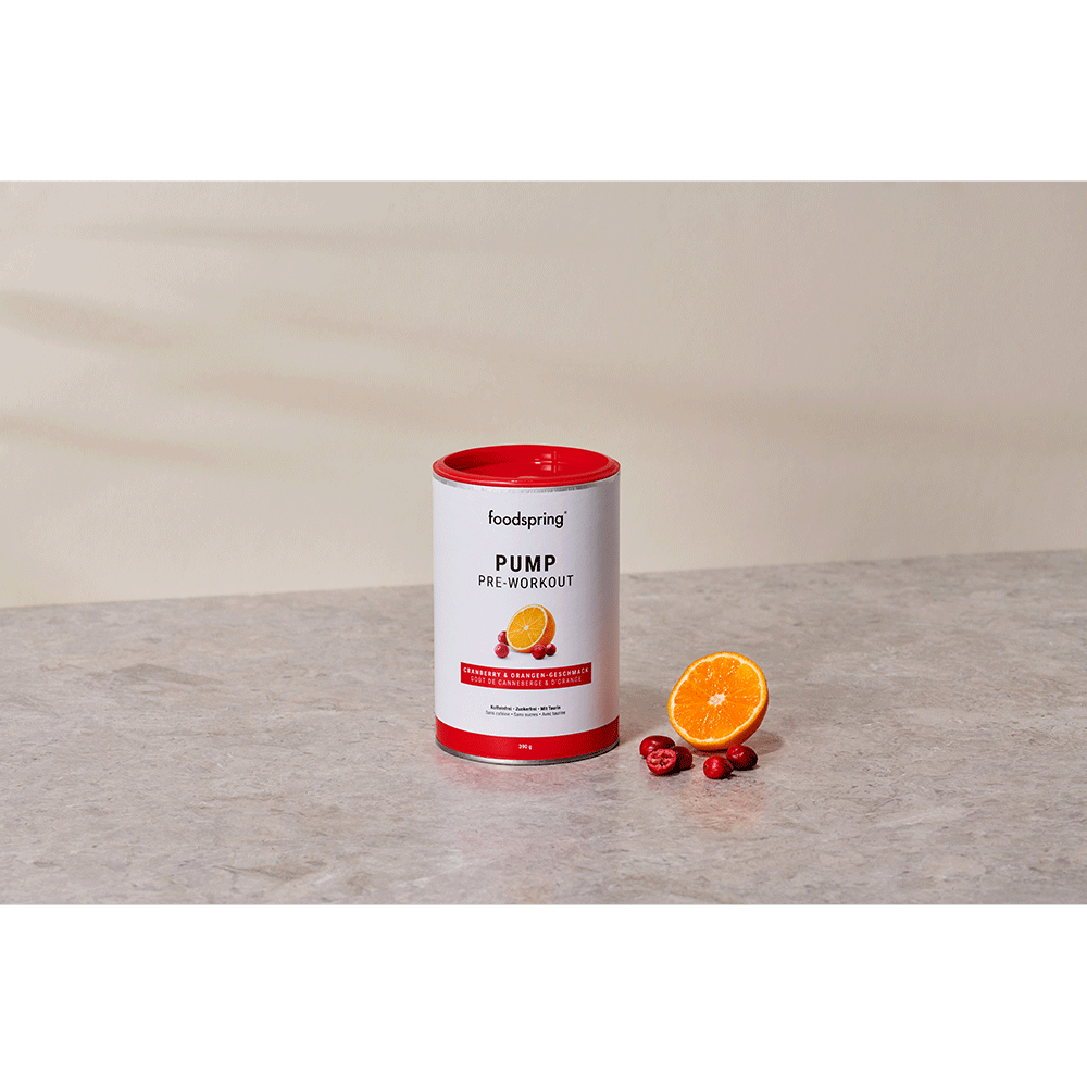 Bild: foodspring Pump Pre-Workout Cranberry und Orangen Geschmack