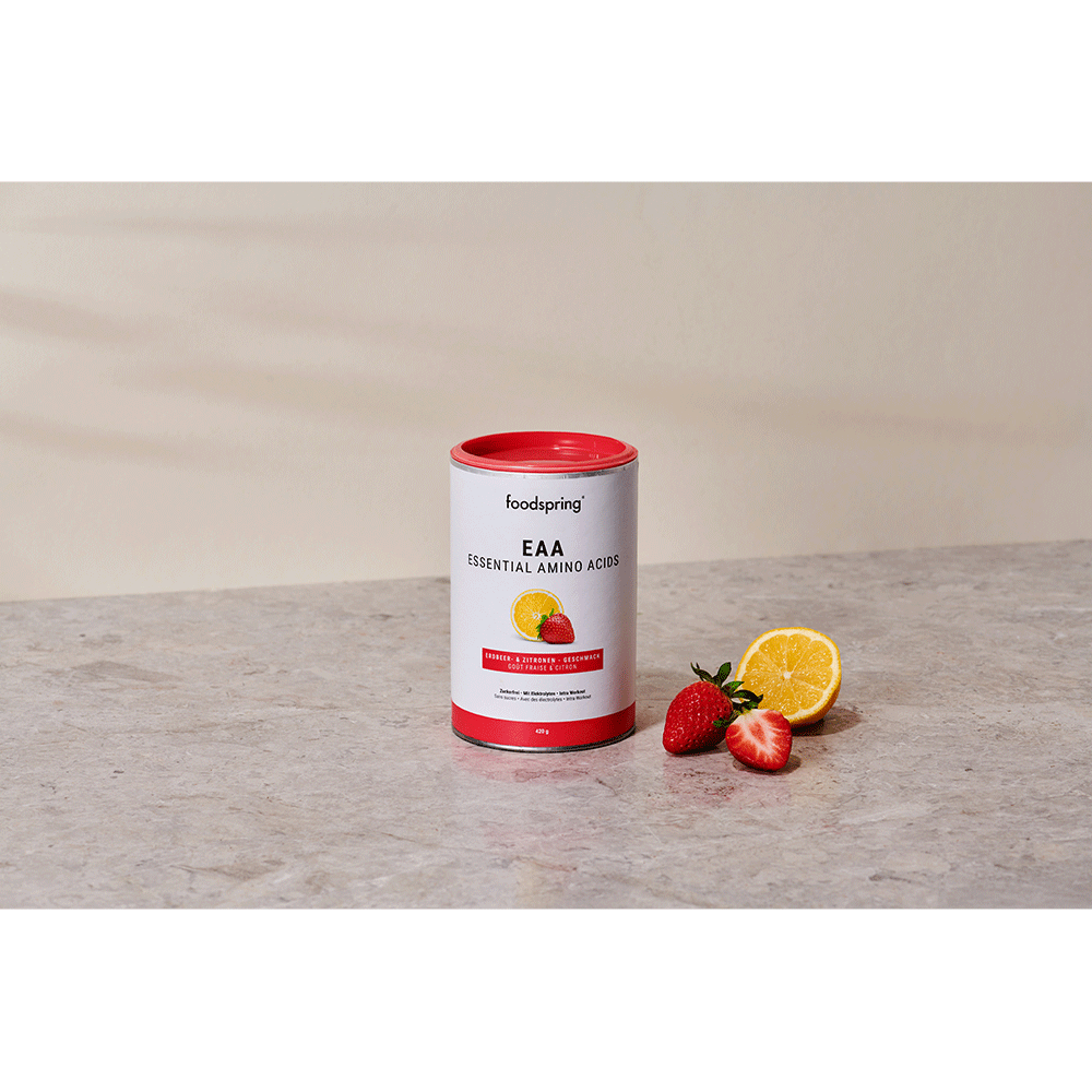 Bild: foodspring EAA Essential Amino Acids Erdbeer und Zitronen Geschmack