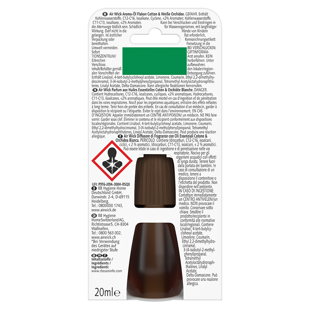 Bild: AIRWICK Aroma Öl Flakon Nachfüllung Cotton und weiße Orchidee