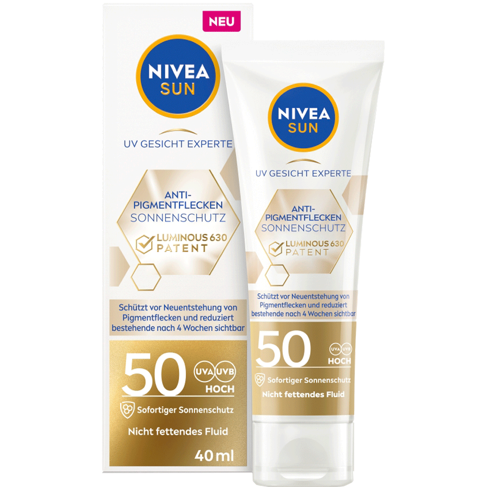 Bild: NIVEA Sun UV Gesicht Experte Anti-Pigmentflecken Sonnenschutz LUMINOUS630