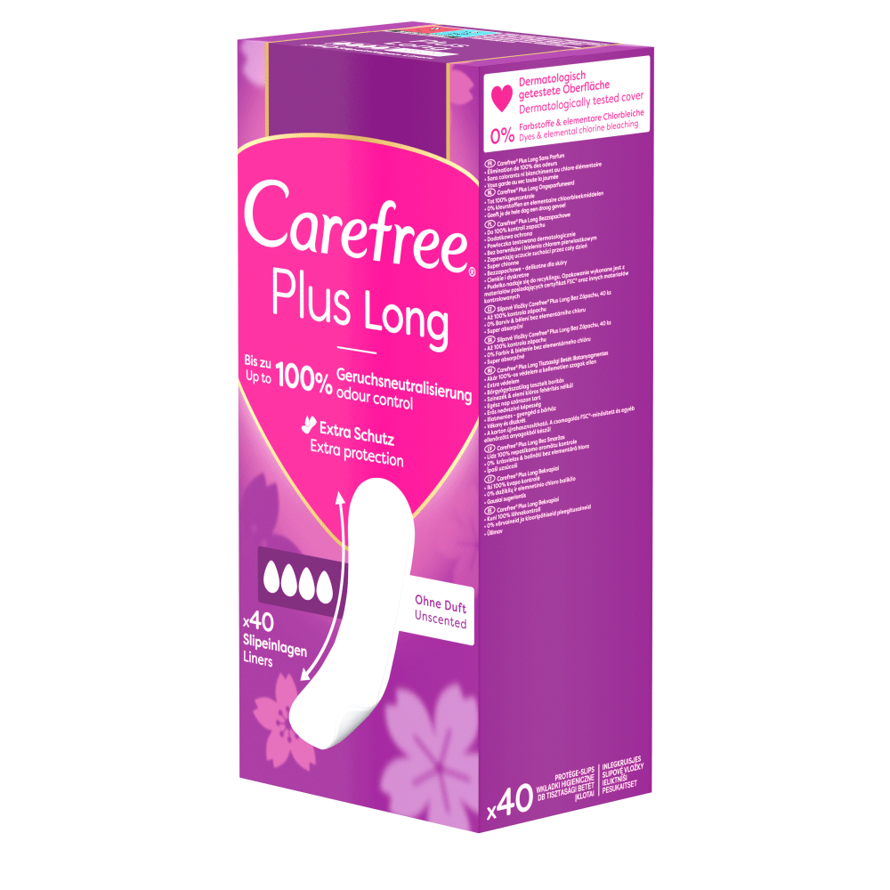 Bild: Carefree Plus Long Slipeinlagen ohne Duft