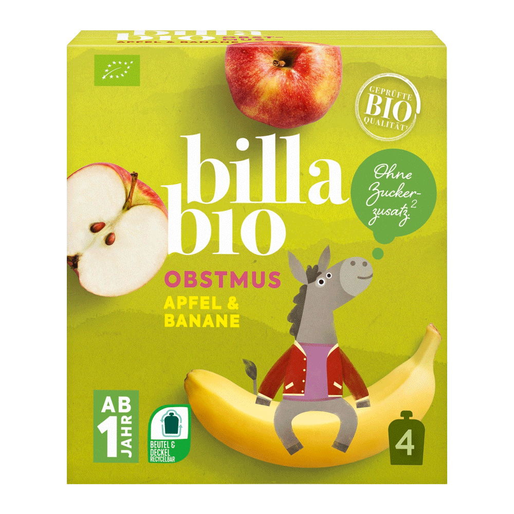 Bild: Billa Bio Quetschie Apfel Banane 4er Pack