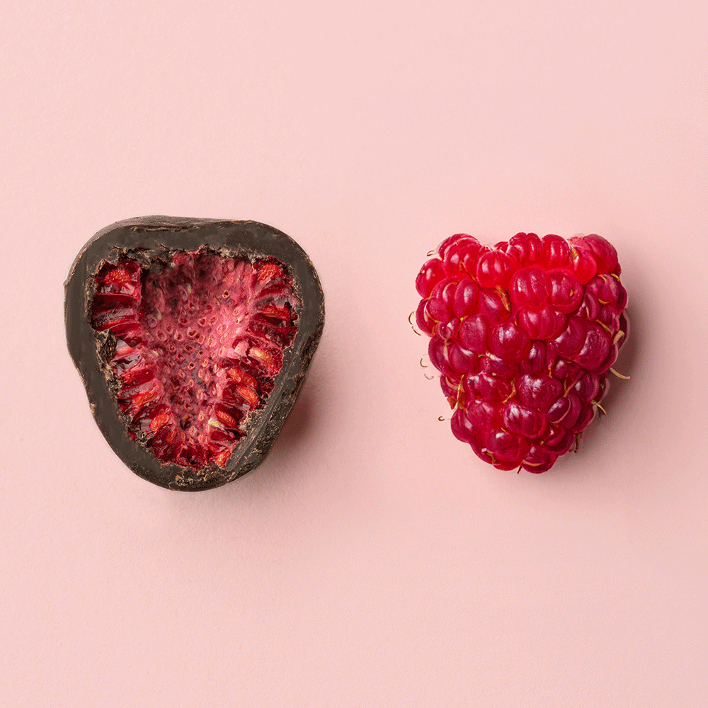 Bild: Fruity souls Himbeeren in dunkler Schokolade
